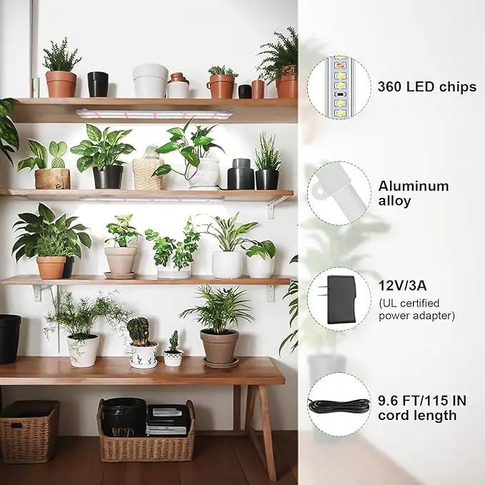 Wiaxulay Grow Light, 360 LEDs Full Spectrum Plant Light for Indoor Plants, 6 Bars/16 in Grow Light Strip with Auto Timer 6/12/16 Hrs, 3 Switch Modes, 5 Dimmable Levels for Green House Hydroponics by GreenHaven Gardens