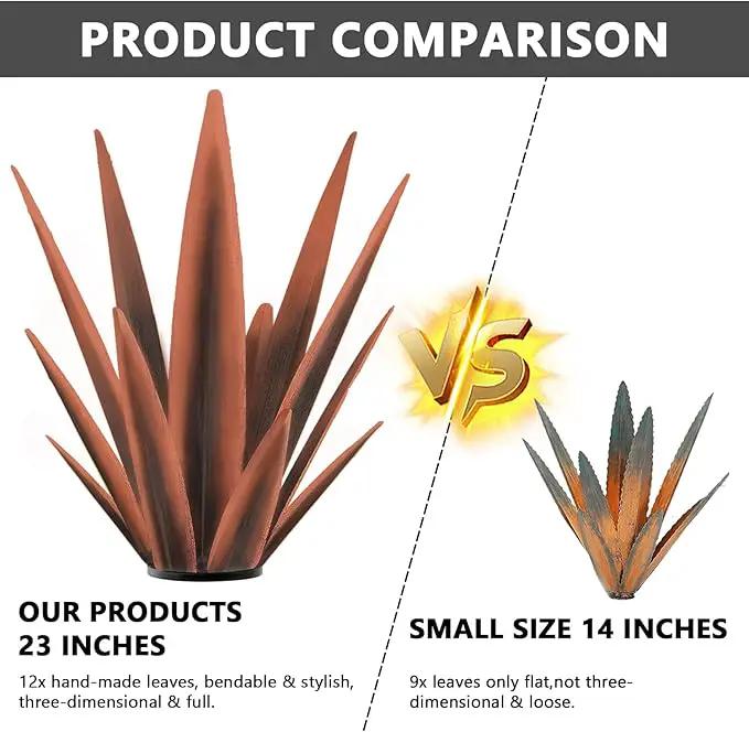 Enlarge Metal Plants Tequila Rustic Sculpture, Outdoor Patio Yard Home Decor Hand Painted Agave Garden Statue, Outdoor Lawn Ornaments Yard Stakes for Mom Gift (1 Big coppery) by GreenHaven Gardens