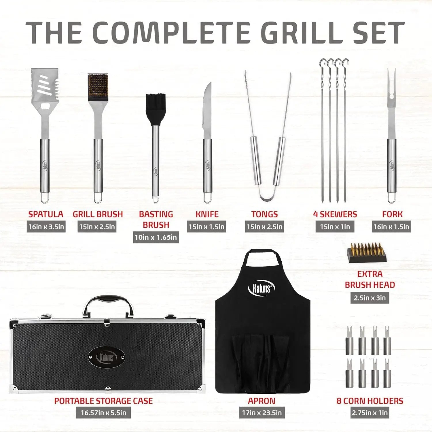 Kaluns Grilling Accessories, Birthday Gifts for Men Grilling Gifts, Heavy Duty Stainless Steel BBQ Grill Tools Set for Outdoor Grill with Aluminum Case and Apron, Husband Dad Gifts for Christmas by GreenHaven Gardens