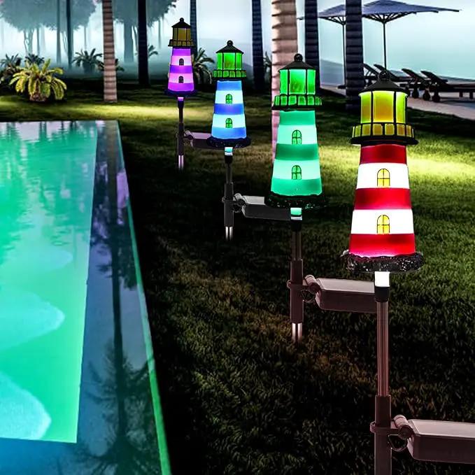 Lighthouse Outdoor Solar Lights,2 Packs Outdoor Waterproof, Solar Trail Lights Decor Your Garden, Flower beds, Patio Lights walkways Garden Decor for Outside by GreenHaven Gardens