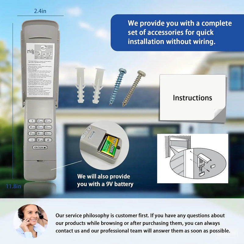 Garage Door Opener Keypad Replacement for Liftmaster Chamberlain Craftsman Garage Door Opener Keypad Wireless Keyless Entry with 315/390 MHZ Learn Button Since 1993 by GreenHaven Gardens