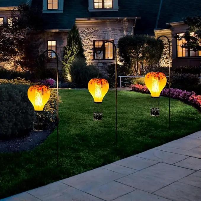 Starsoul 2 PC Hot Air Balloon Solar Lantern Tie-Dye Style Glass Outdoor Hanging Solar Hot Air Balloon Lantern with Flame Light Waterproof for Garden Yard Patio Decor by GreenHaven Gardens