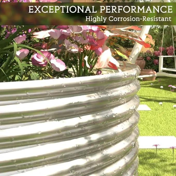 FRIZIONE 2pcs 9 in 1 Tall 8x2ft Galvanized Raised Garden Bed Outdoor,Steel Garden Bed for Vegetables,Above Ground Garden Box for Flower,Metal Raised Beds for Gardening by GreenHaven Gardens