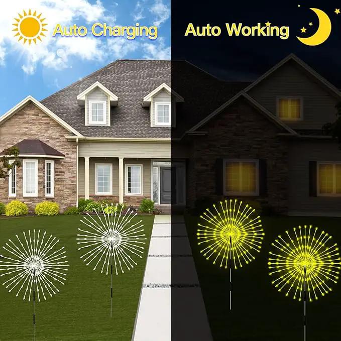 Solar Garden Lights 4-Pack Waterproof Decorative Pathway Firefly Lights for Courtyard & Garden Party Warm White by GreenHaven Gardens
