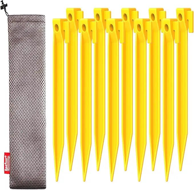 10-Pack Plastic Tent Stakes – 7-Inch Heavy Duty Canopy Anchoring Pegs for Camping, Gardening, Landscaping, Backpacking – Lightweight, Rust-Proof, Reusable Camping Stake by GreenHaven Gardens