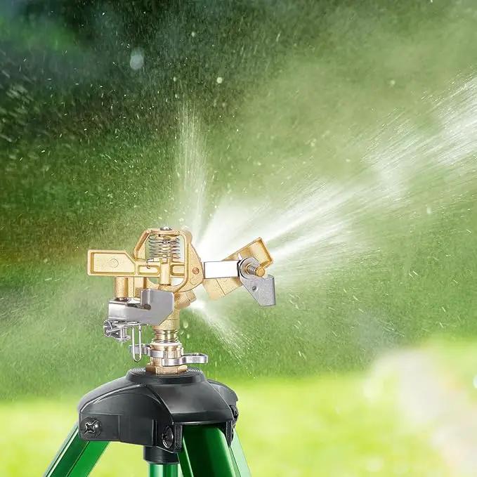1/2 Inch Brass Sprinklers Head,Heavy Duty Water Sprinkler for Yard with 360 Degree Large Area Coverage Irrigation, Adjustable Impact Sprinklers Head Nozzle for Grass Patio Garden Irrigation by GreenHaven Gardens