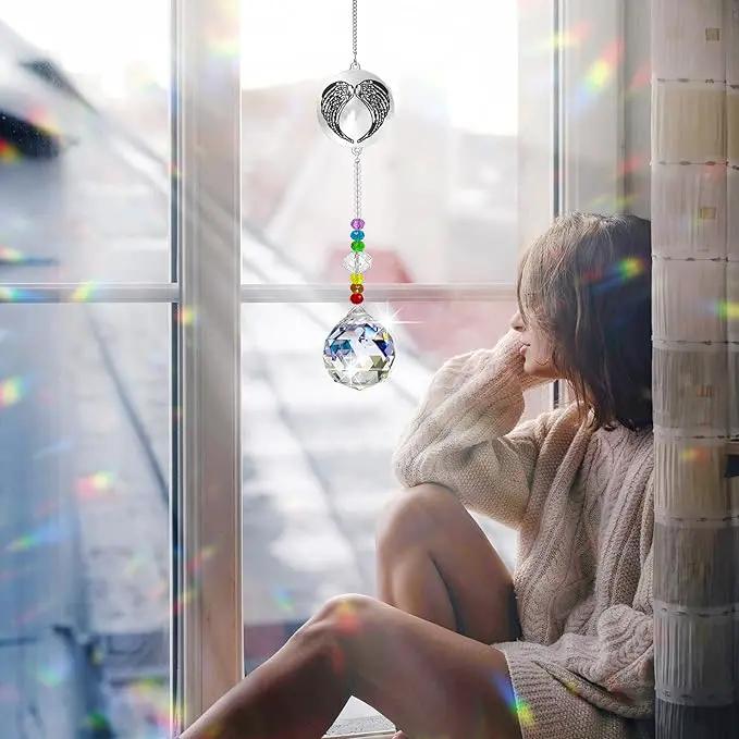 Memorial Gifts Crystal Suncatcher,Unique Sympathy Gifts for Loss of Loved One,Rainbow Maker Bereavement Gifts Box for Loss of Father Mom Dad Son Daughter Husband Brother Grandmother (Angel) by GreenHaven Gardens