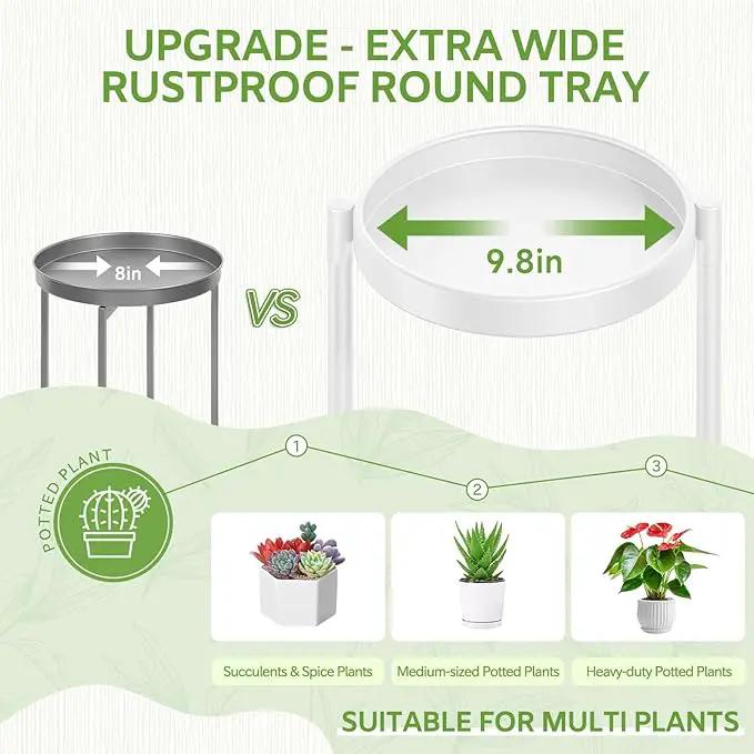 iDavosic.ly 5 Tier Large Plant Stand Indoor with 10 Inch Wide Tray, Tiered Corner Metal Outdoor Flower Display Holder Shelf, Folding Tall Rack for Patio Porch Living Room, White by GreenHaven Gardens