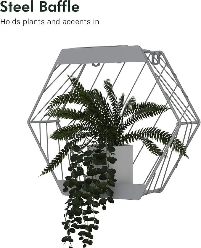 Grand patio Outdoor Leiden LED Solar Hexagon Wall Sconce Planter, with Dusk to Dawn Sensor Decor Wall Lighting for Garage Doorway Patio Yard, Cement Grey(S-Linear) by GreenHaven Gardens