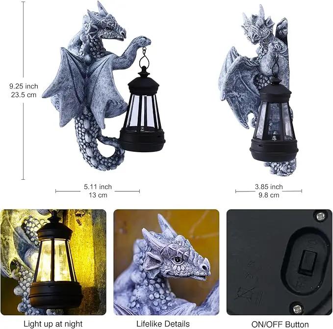 Goodeco Dragon Tree Hugger Solar Lantern Garden Statue - 9.3 Inch Resin Dragon Decor for Outdoor, Perfect Garden Gift & Yard Decor by GreenHaven Gardens