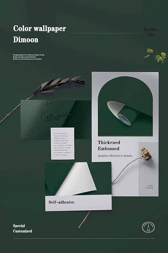 Dimoon 236''x17.7'' Dark Green Peel and Stick Wallpaper Contact Paper Modern Self Adhesive Wall Paper Removable Renter Friendly Textured Solid Color Cabinet Vinyl Roll (236''x17.7'',Emerald Dark) by GreenHaven Gardens