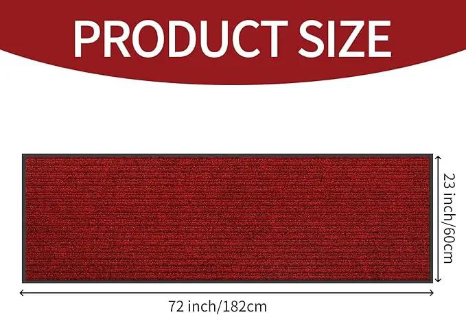 fani Heavy Duty Large Outdoor Indoor Entrance Black Doormat Waterproof Low Profile Entrance Rug Front Door Mat Patio Anti-Skid Rubber Back, 23x72 inch (Red) by GreenHaven Gardens