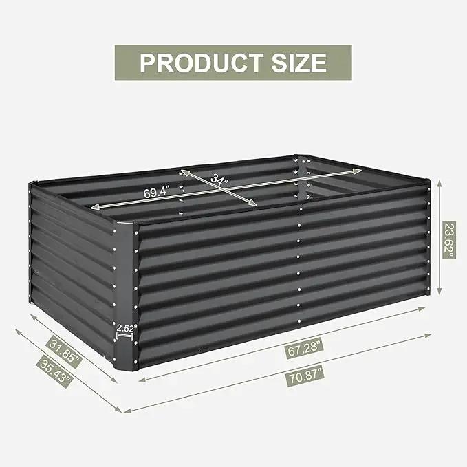 Domi Raised Garden Beds Outdoor, 6x3x2ft Thickening Tall Metal Rectangular Deep Root Box Planter for Vegetables, Flowers, Herbs, and Succulents 2" Deep w/ 256 Gallon Capacity - Dark Gray by GreenHaven Gardens