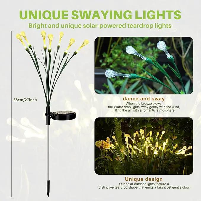 Solar Lights Outdoor Waterproof Upgraded Outdoor Solar Lights for Yard Patio Garden Decor, Solar Lights for Outside Gardening Supplies, Water Droplets Garden Lights Solar Powered Outdoor (2 Pack) by GreenHaven Gardens