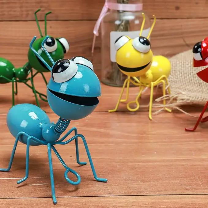 Metal Yard Art Garden Decorative Cute Ant Outdoor Wall Sculptures-Set of 4 by GreenHaven Gardens