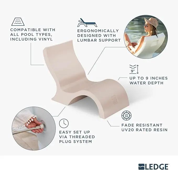 Ledge Lounger Signature in-Pool Low Back Chair for 0-9 inch Water Depths (Set of 2) (Sandstone) by GreenHaven Gardens
