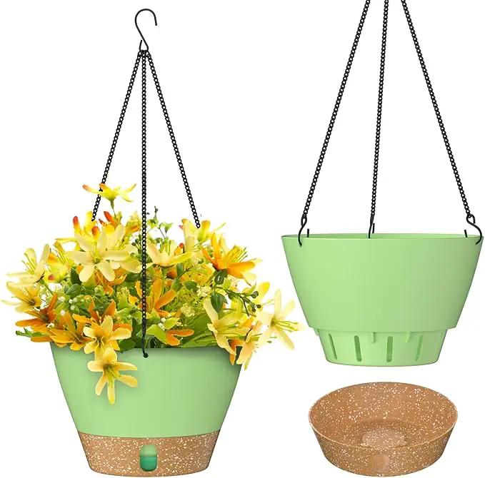 ZMTECH Hanging Planters for Indoor Plants Set of 2 Self Watering Hanging Pots Hanging Baskets Hanging Flower Pots for Outdoor Hanging Plants(10 Inch, Green) by GreenHaven Gardens