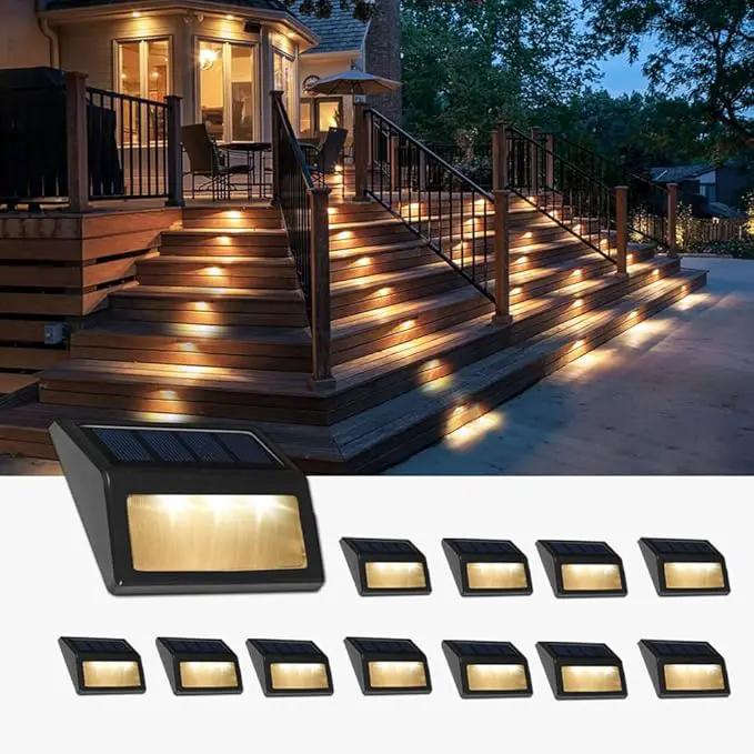 Solar Lights Outdoor, Waterproof Solar Powered Deck Step Lights for Patio Garden Backyard Garage Driveway Pathway Outside Wall Lighting (Warm White/12 Pack) by GreenHaven Gardens