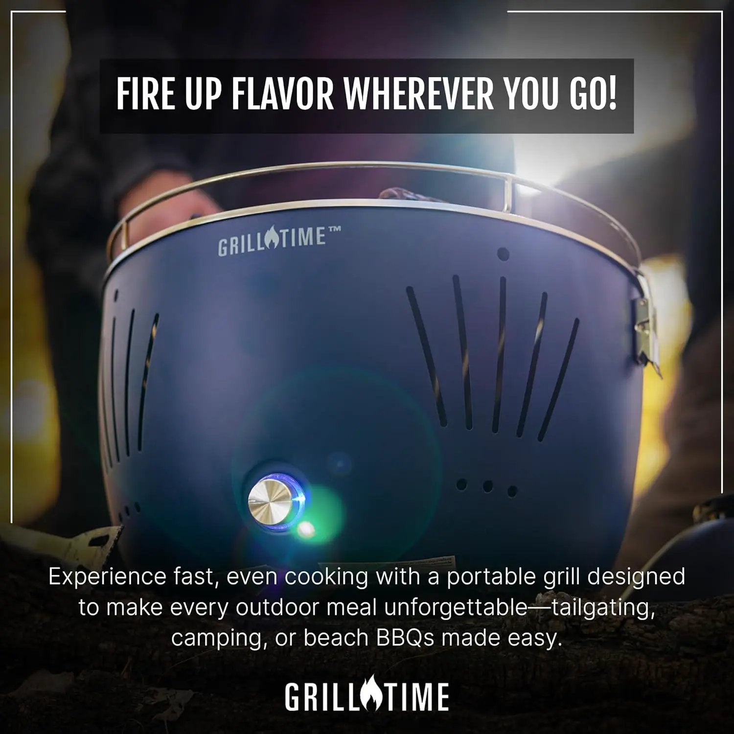 GrillTime Tailgater GT Hood Combo 13 Inch - Portable Charcoal Grill with Hood, Small Tabletop Grill for Tailgate Parties, Camping, Beach BBQ, Grey by GreenHaven Gardens