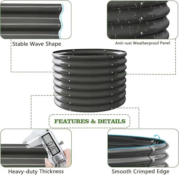 A ANLEOLIFE 2-Pack 3ft x 24” Tall Galvanized Raised Garden Beds Outdoor, Round Metal Planter Box for Planting Vegetables Flowers Herb, Anti-Rust & Easy-Setup, Quartz Grey by GreenHaven Gardens