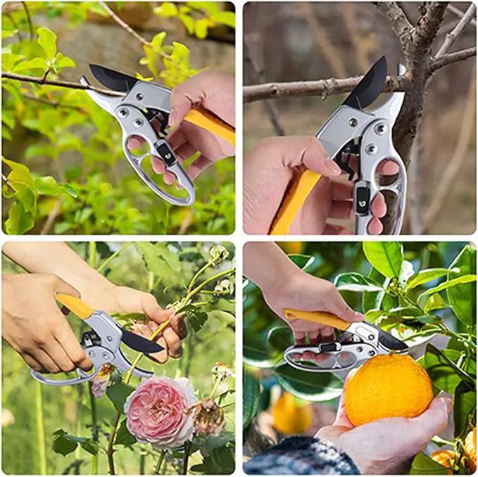 Ultra Sharp Germany Steel Pruning Shears - Cuts 3X Easier, Weak Hand Arthritis Snips, Rust-Resistant, Effortlessly 1-Inch Cut Capacity Garden Scissors, Ergonomic Handle by GreenHaven Gardens