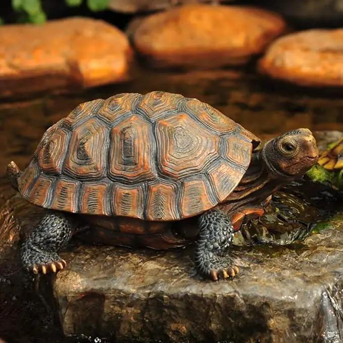 Danmu 1Pc of Polyresin Tortoise Statue, Garden Statues, Outdoor Statues, Garden Ornaments, Yard Statue for Home and Fairy Garden Decor (L 12 9/10" x 9 2/5" x 5 1/2") by GreenHaven Gardens
