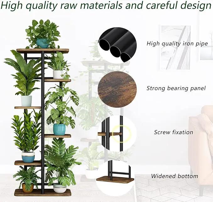 LINZINAR Plant Stand 6 Tier 7 Plant Multiple Flower Rack Holder Shelves Rack Storage Organizer Display Indoor Planter for Balcony Bedroom Patio Garden Living Room, Black by GreenHaven Gardens