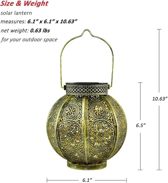 Moroccan Garden Solar Lanterns, {Set of 2} Bohemian Landscape Solar Lights Outdoor Waterproof for Yard Pathway Patio Tree Table Decor (Bronze) by GreenHaven Gardens