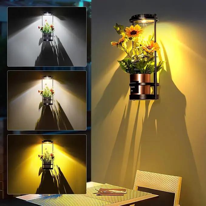 Solar Yard Wall Light with Plant Stands, Wireless Outdoor Solar Wall Lamp with 2 Modes & IP45 Waterproof Dusk to Dawn LED Outdoor Solar Lights for Garden Patio Yard Decoration (1Pack) by GreenHaven Gardens