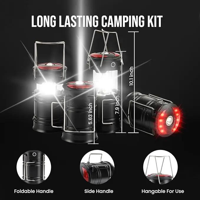 Lichamp 4 Pack Camping Lanterns Rechargeable and Battery Powered, Dual Power Source and 4 Mode Lantern Flashlight COB Camp Light for Power Outages, Camping Supplies and Home Hurricane Supplies, E4BK by GreenHaven Gardens