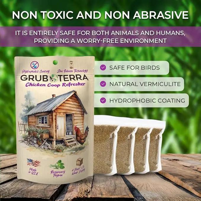 GrubTerra Coop Refresher Odor Freshener for Chicken Pen, Suitable for Chicken Waterer and Chicken Feeder, Smell Control Solution for Clean and Fresh Chicken Living Environment by GreenHaven Gardens