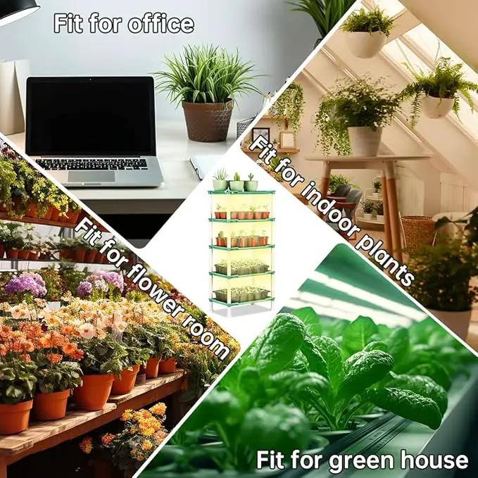 5-Tier Plant Stand with Grow Lights - Seed Starting Kit Germination Tray Full Spectrum Sunlike Plant Light for Indoor Plants, Greenhouse, Succulents, Seedlings by GreenHaven Gardens