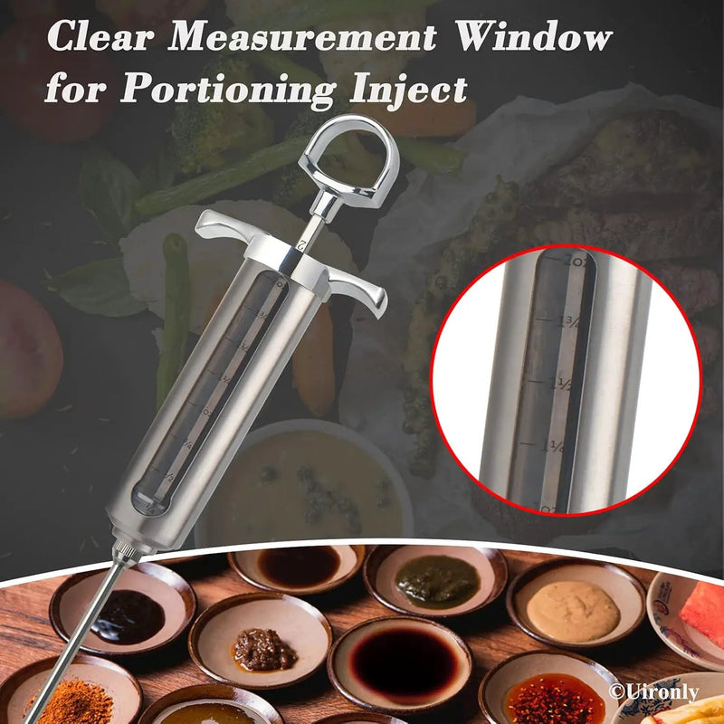Meat Injector BBQ Injection Kit, Marinade Cajun Seasoning Flavor Syringe Injector for Cooking Grill Smoker Barbecue in Chicken Turkey Beef with 3 Syringe Needles, User Manual, E-Book by GreenHaven Gardens