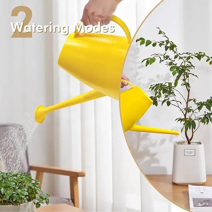 Watering Can for Indoor Outdoor Plants, Modern Small Watering Cans with Removable Nozzle, Long Spout Watering Can for Indoor Bonsai Plants Garden Flowers 1/2 Gallon 1.8L 60OZ (Yellow) by GreenHaven Gardens