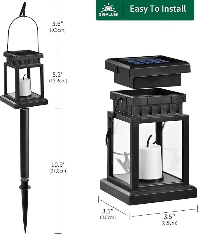 GIGALUMI Solar Lanterns Outdoor Waterproof, 4 Pack Hanging Solar Lanterns for Outside, Candle Effect Outdoor Lights for Pathway, Garden, Patio, Lawn, Porch, Gazebo, Tent, Tree, Yard(Constant Lights) by GreenHaven Gardens