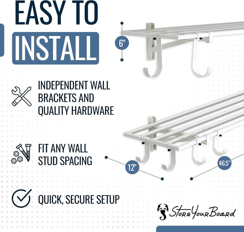 StoreYourBoard 2-Pack Heavy Duty Wall Shelves – Wall-Mounted Garage Storage Shelving and Organization for Sheds, Closets, or Utility Rooms – Holds 200 lbs, 1ft x 4ft, White by GreenHaven Gardens