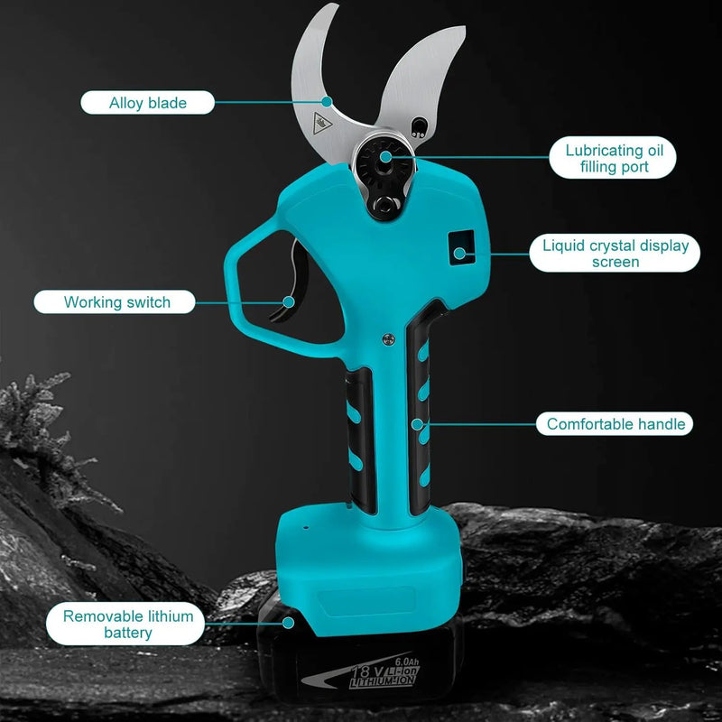 Electric Pruning Shears Compatible with Makita 18V Battery, 2.55“ (65mm) Cutting Diameter, Brushless Pruner Cutter with LED Display & SK5 Blades for Gardening Tree Pruning (Battery NOT included) by GreenHaven Gardens