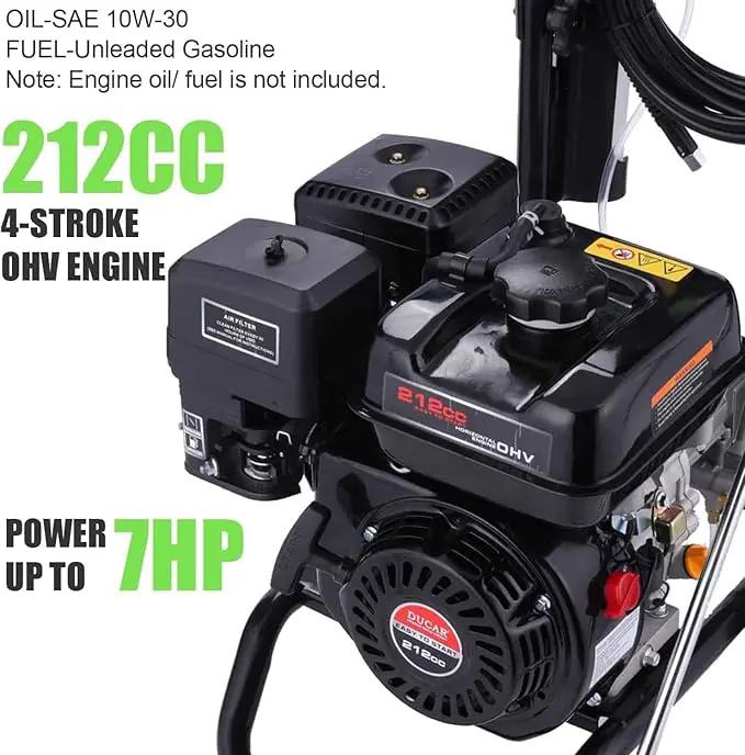 4200 PSI Gas Pressure Washer, 4.0 Max GPM 212CC 7HP Commercial Gas Power Washer, Spray Gun and Wand, 5 Nozzle Set, for Cars/Fences/Driveways/Homes/Patios/Furniture by GreenHaven Gardens