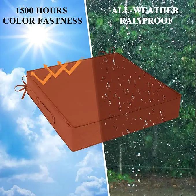 Outdoor Chair Cushions Set of 2 for Patio Furniture 19x19x4 Inch Waterproof Patio Chair Cushion 3 Year Color Fastness Square Elastic Foam Garden Sofa Couch Pads with Ties and Handle,Spice by GreenHaven Gardens