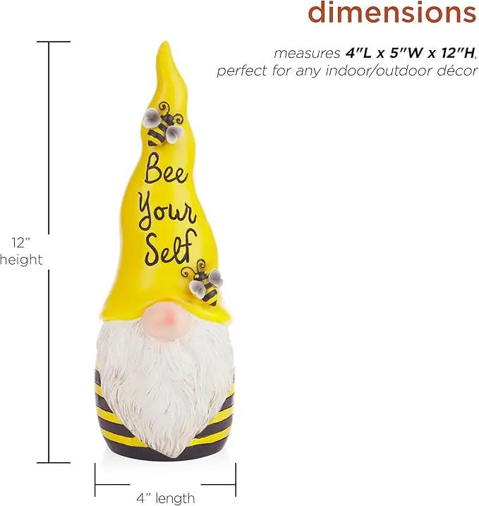 Alpine Corporation 12" H Bee Yourself Indoor/Outdoor Garden Gnome Statue, Yellow/Black by GreenHaven Gardens
