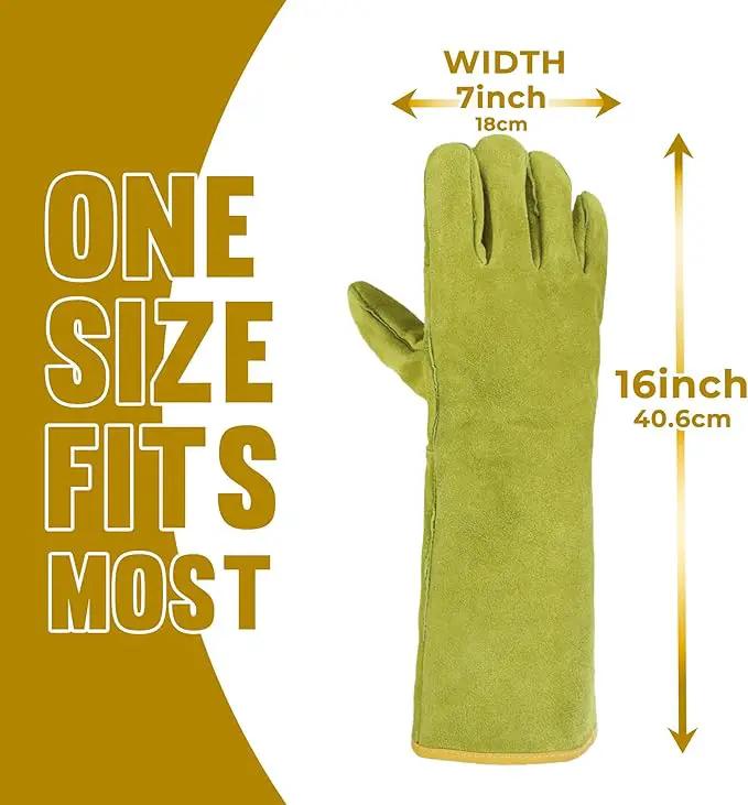 HANDLANDY Animal Handling Gloves, Bite Proof Cat Gloves, Ideal for Rose Pruning, Gardening, Falconry, Pet Grooming (Ginger yellow, 16 Inches) by GreenHaven Gardens