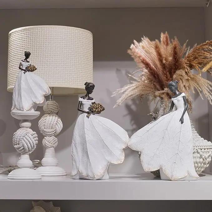 Guichifun Fairy Statue Collection Home Decoration - White Leaf Angel Girls Resin Home Decor for Outside or Inside Rustic Garden Outdoor Yard Decorations Figurines Gift 7.5 x 4.5 x 11.5 Inch by GreenHaven Gardens