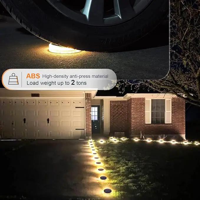 YiLaie LED Solar Deck Lights Outdoor Round Stick on Solor Powered Waterproof, Auto ON/Off Solar Stair Lights for Garden Patio Concrete Pathway Walkway Driveway(4 Pack) by GreenHaven Gardens