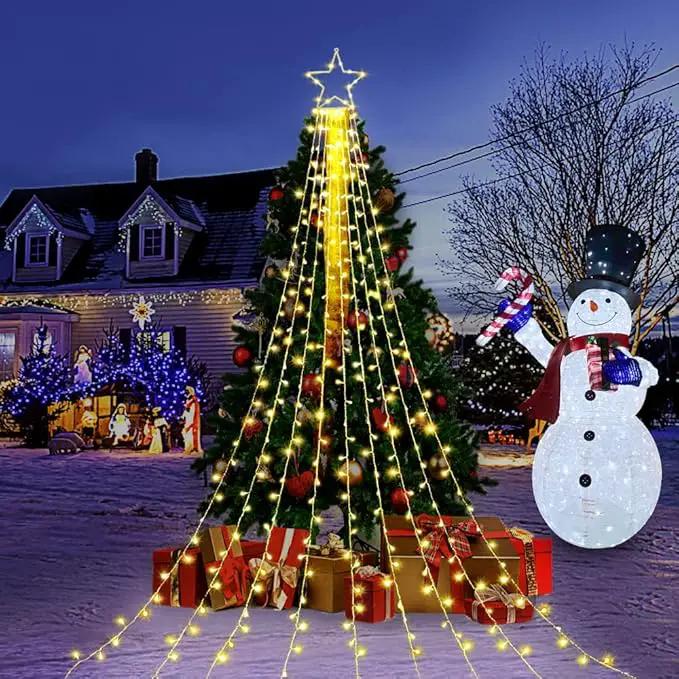 cerflyer (New) Christmas Decoration, String Lights with 12/'' Iron Star Tree Topper, 320 LED 8 Modes Waterproof Indoor Outdoor for Home, Christmas, Holiday - Warm White, YLS1000WD01 by GreenHaven Gardens