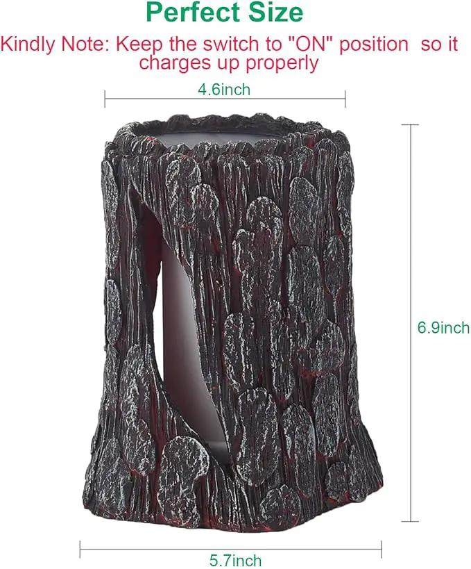 TONULAX Solar Lights Outdoor - Stump On Fire Torch, Flickering Flame Lantern, Solar Powered Landscape Decoration for Garden, Patio, Pathway, Deck & Yard Decor (2 Pack), Resin, Copper by GreenHaven Gardens