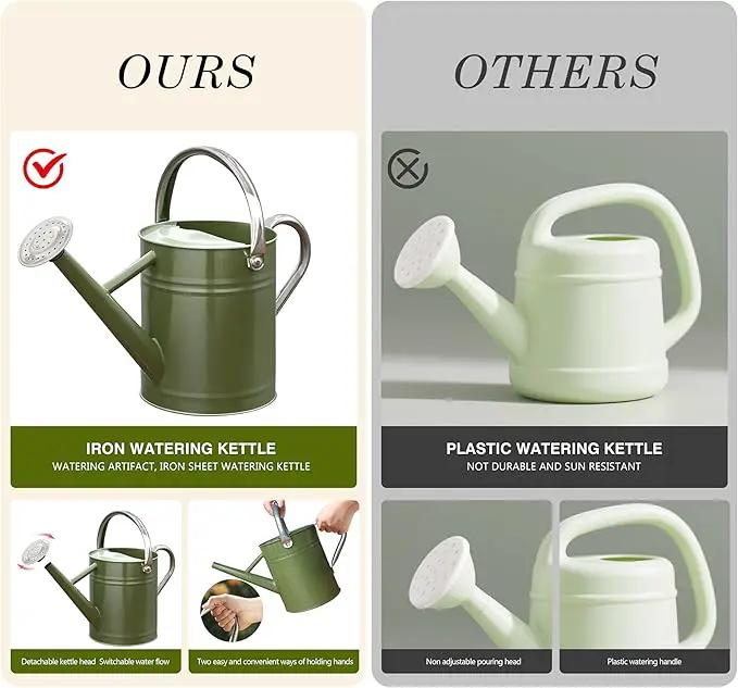 Metal Watering Can, One Gallon Watering Cans Stainless Steel for Outdoor Indoor Garden Plants Watering (Emerald Green) by GreenHaven Gardens