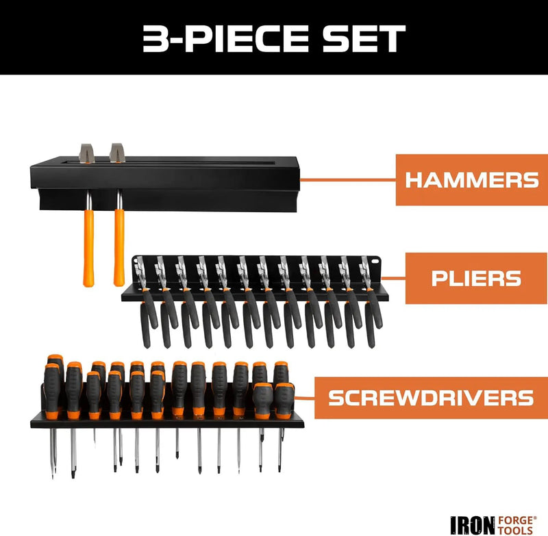 Metal Hand Tool Organizer, Hammer & Pliers and Screwdriver Storage Rack - Wall Mounted Holder for Workshop, Organizer and Storage by GreenHaven Gardens