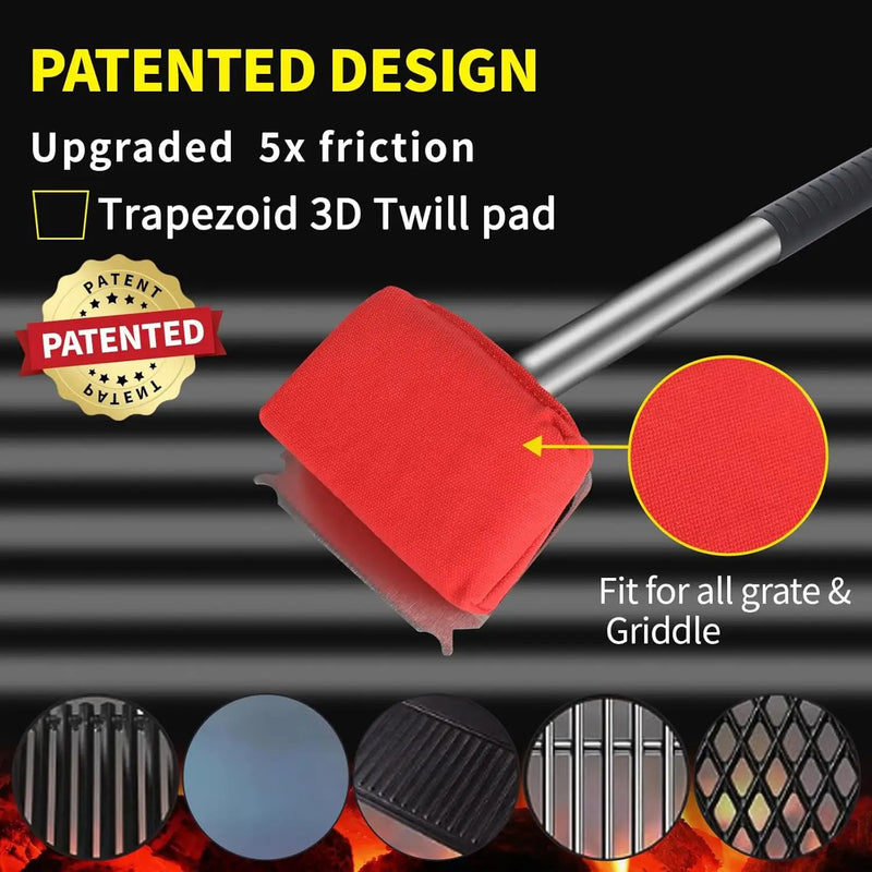 Grill Brush Bristle Free,BBQ Replaceable Scraper Cleaning Head,Safe Grill Accessories for Cast Iron Grates/Porcelain/Weber Gas/Charcoal Grill,Grill Brush for Outdoor Grill-Red by GreenHaven Gardens