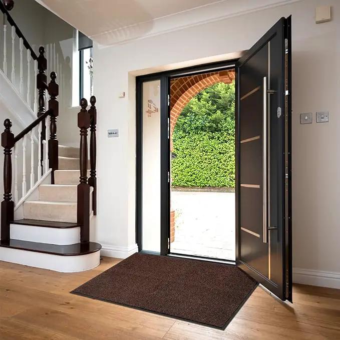 Low Profile Rubber Door Mat, 60x35inch, Heavy Duty, Entrance Doormat, Indoor and Outdoor, Waterproof, Easy Clean Shoe Scraper, Home Rug Welcome Mats for Entryway, Patio, Porch, Brown by GreenHaven Gardens