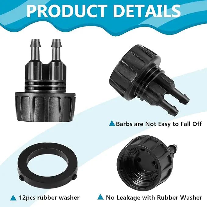 Retisee 12 Pcs 1/4 Inch Drip Irrigation Hose Connectors to 3/4 Inch Garden Faucet Adapter Drip Irrigation System Convert 3/4 to 1/4 Drip Hose Fittings with 12 Washers for Garden Irrigation by GreenHaven Gardens